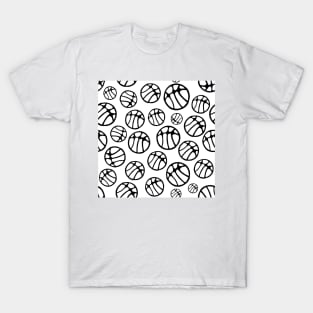 Black and White Basketball Ball Pattern T-Shirt